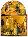 Благовещение, Воскрешение Лазаря, Преображение. Трехчастная икона (часть тетраптиха с изображением 12 Праздников), монастырь св. Екатерины (Синай)