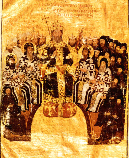 John VI Kantakouzenos presiding over the Council of Constantinople in 1351 :: 