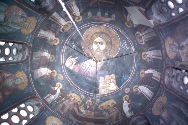 Celestial Liturgy.  Wall painting. Holy Monastery of Gracanica (Serbie) :: 