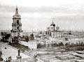 Общий вид Новоспасского монастыря в Москве перед окончанием перестройки церкви св. Николая