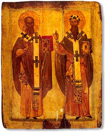 St Athanasius the Great and St Cyrillus of Alexandria. Icon. State Hermitage Museum, S-Petersburg :: 