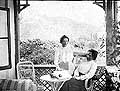 Gertsyk Adelaida (to the left) and Evgeniya on the Veranda of their House in Sudak